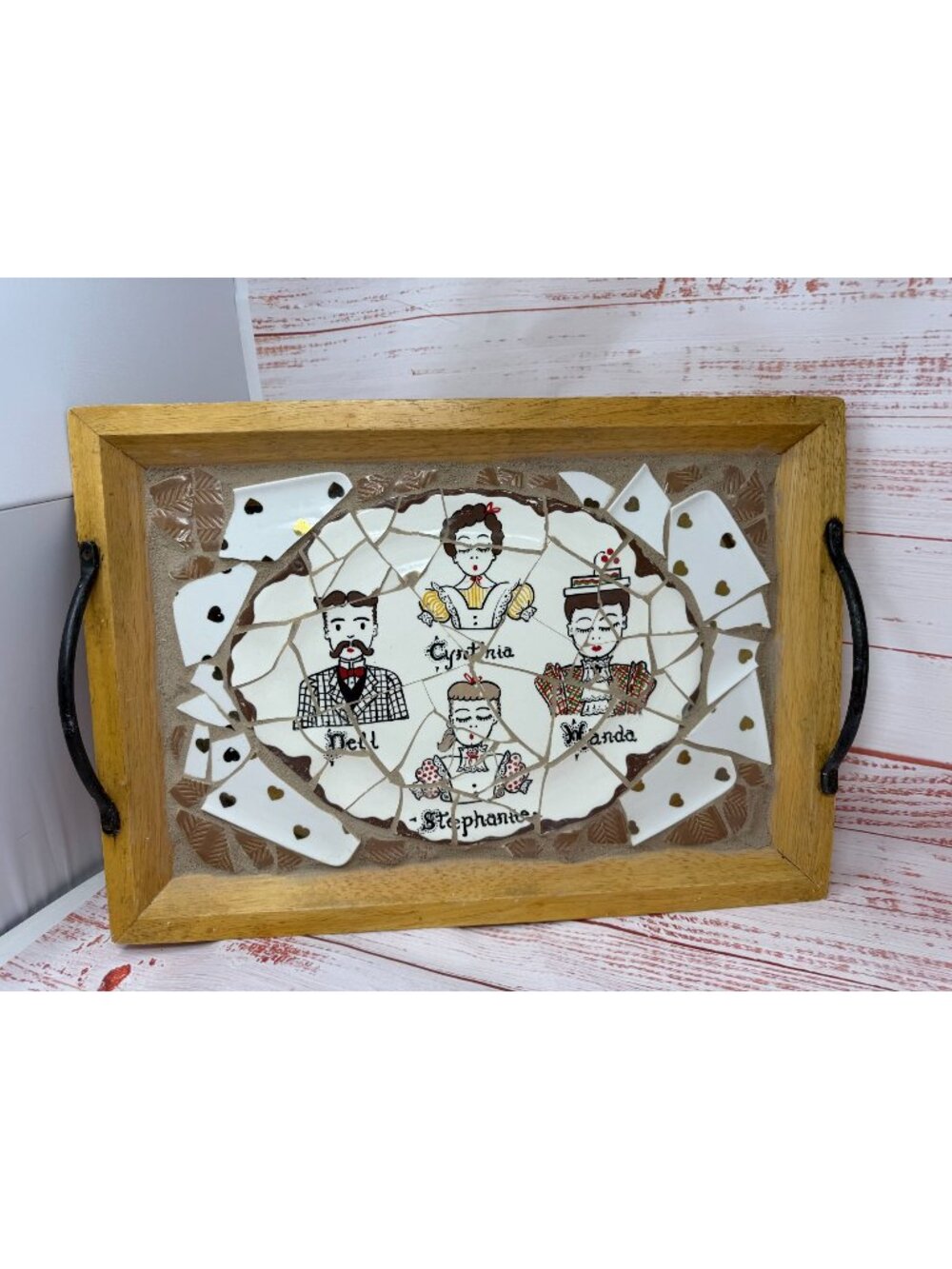 Artisan Crafted Hostess Serving Tray ~ Mosaic Art ~ One of a Kind  ~ We are Fami
